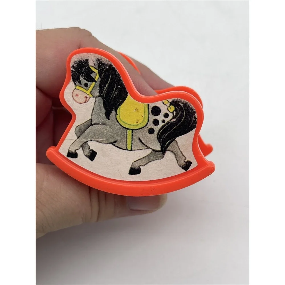 1972 Fisher Price Little People Dollhouse Furniture Baby Cradle & Rocking Horse - Picture 4 of 10